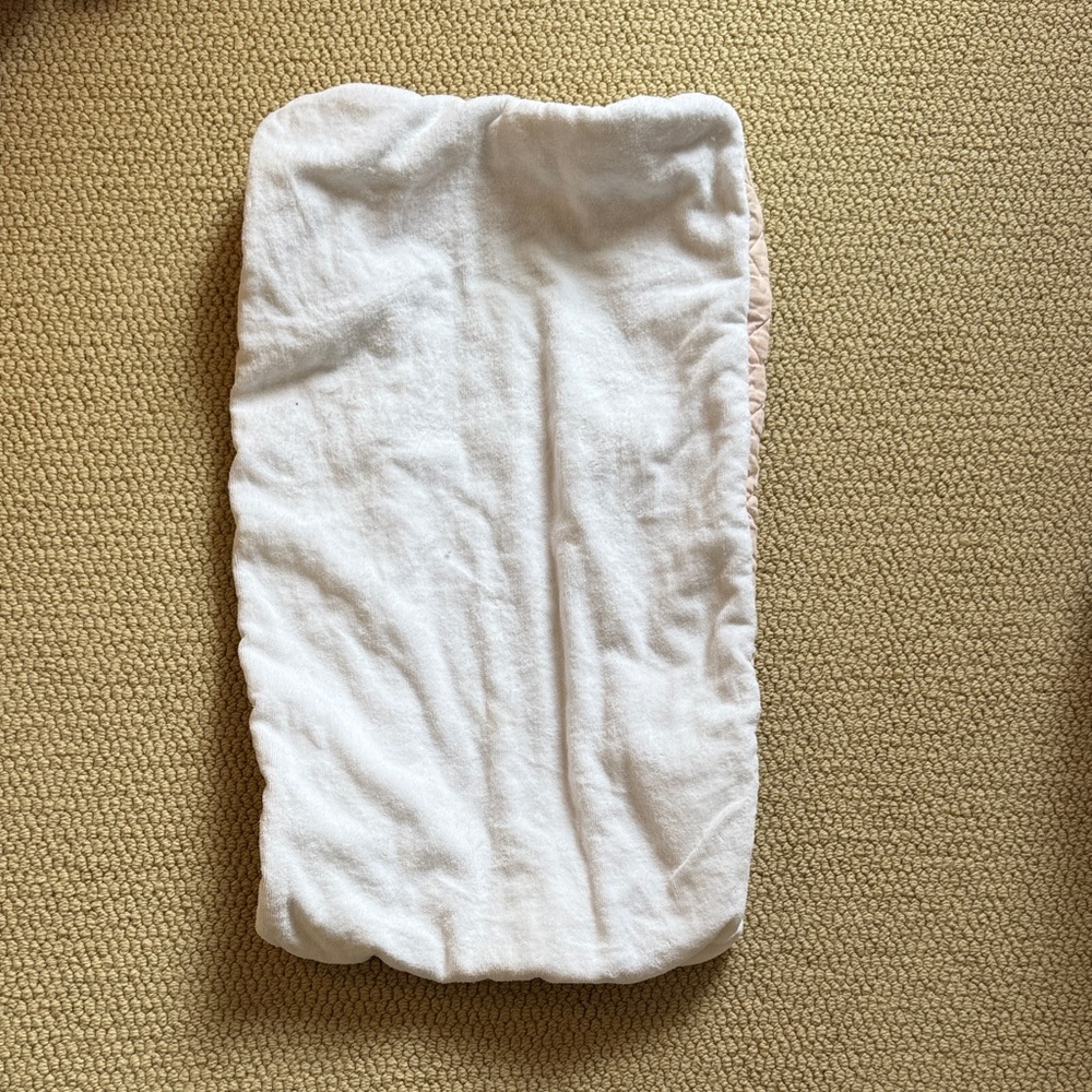 Pottery Barn Soft White and Pink Muslin Changing Pad Cover